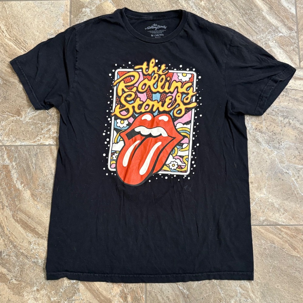 Rolling Stones Graphic Tee Iconic Tongue Logo Rock Band T-Shirt M